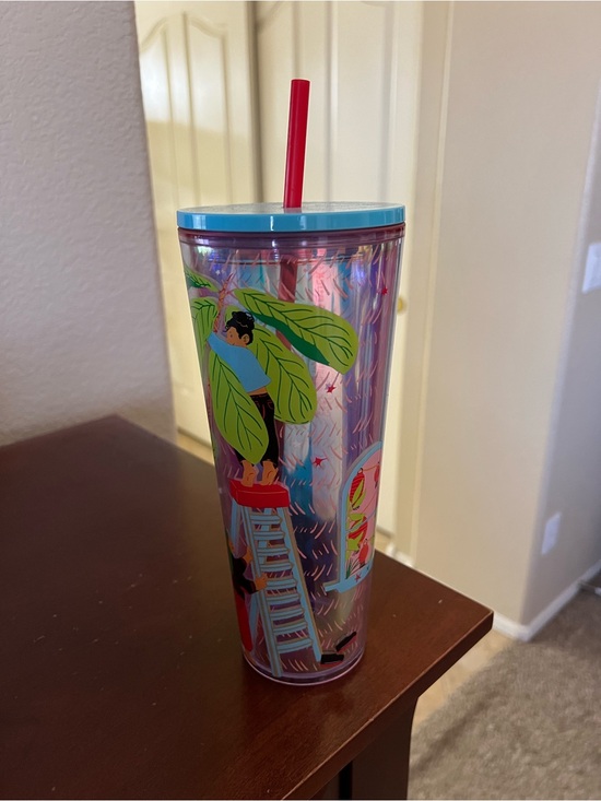 Starbucks Other - Starbucks Mon Yee Chau Tumbler with Light Blue Lid and Red Straw